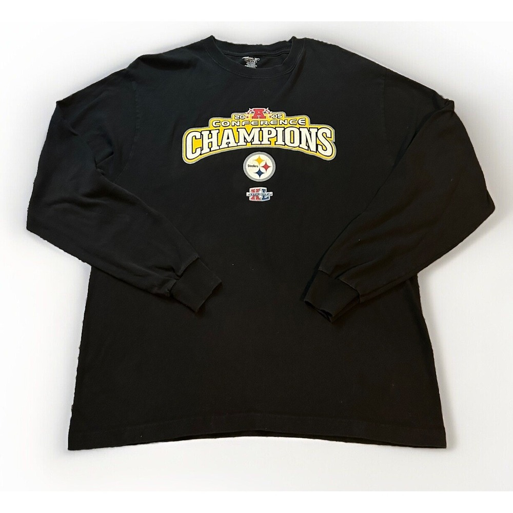 Pittsburgh Steelers 2005 Conference Champions Reebok Mens T-Shirt Black Size L